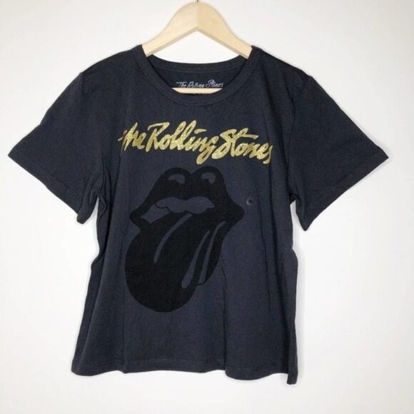 THE ROLLING STONES Gray Glitter Graphic Tee  - Picture 1 of 6